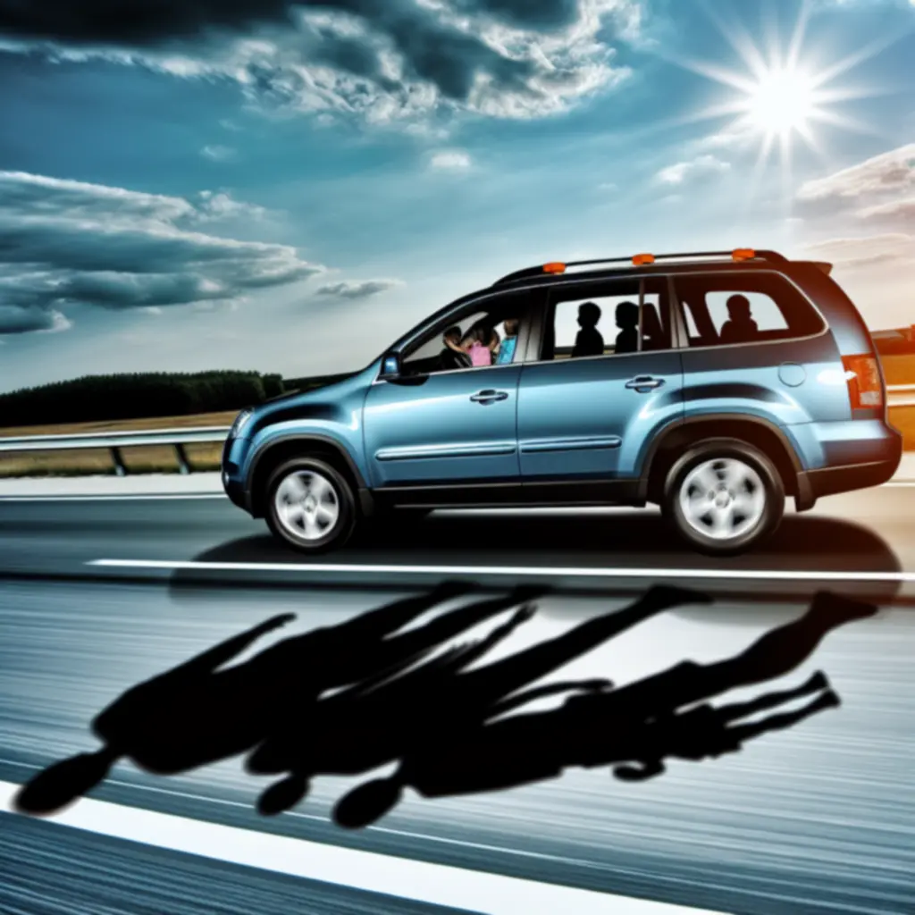 Samochód rodzinny na autostradzie