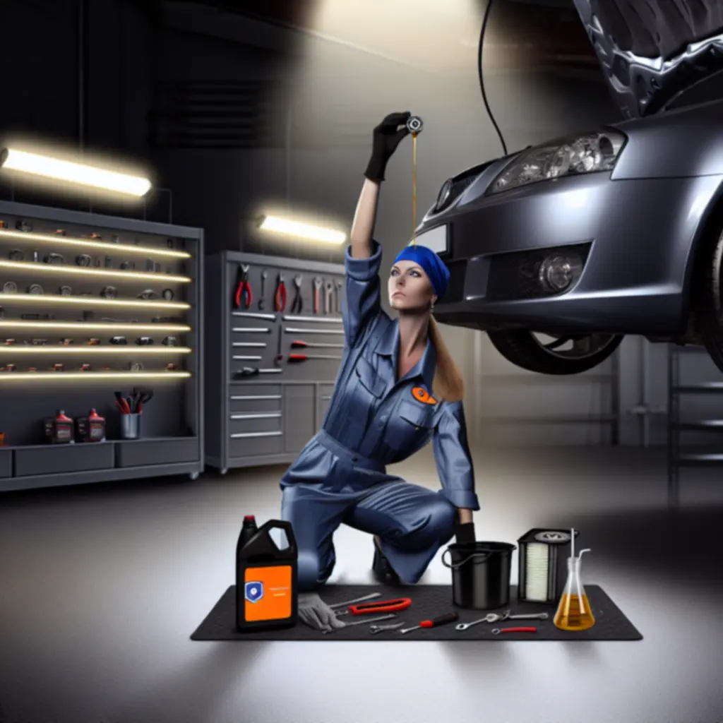 Mechanik wykonujący wymianę oleju