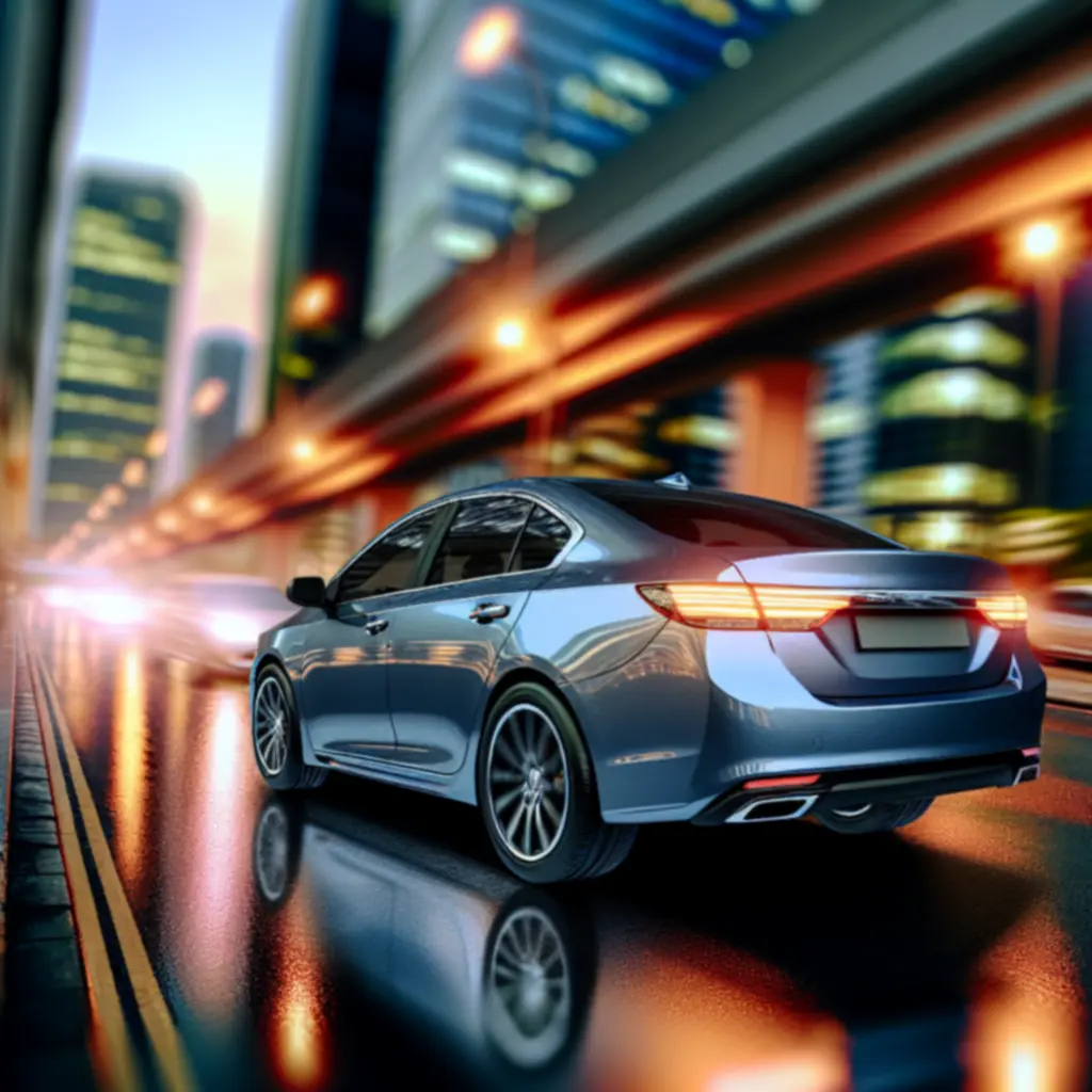 Sedan poruszający się po mieście